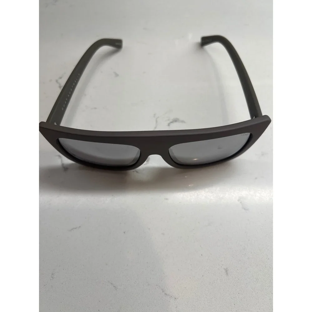 Quay Australia Cafe Racer Sunglasses Matte Brown Silver Mirror Oversized‎ Square